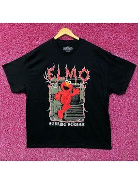 Sesame Street Elmo Death Metal Style Graphic T-shirt 2XL